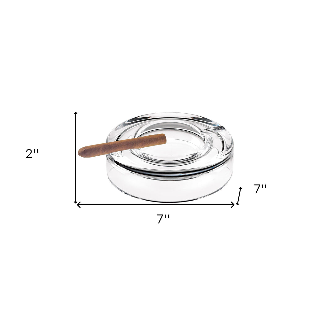 Mouth Blown European Crystal Cigar Ash Tray-8